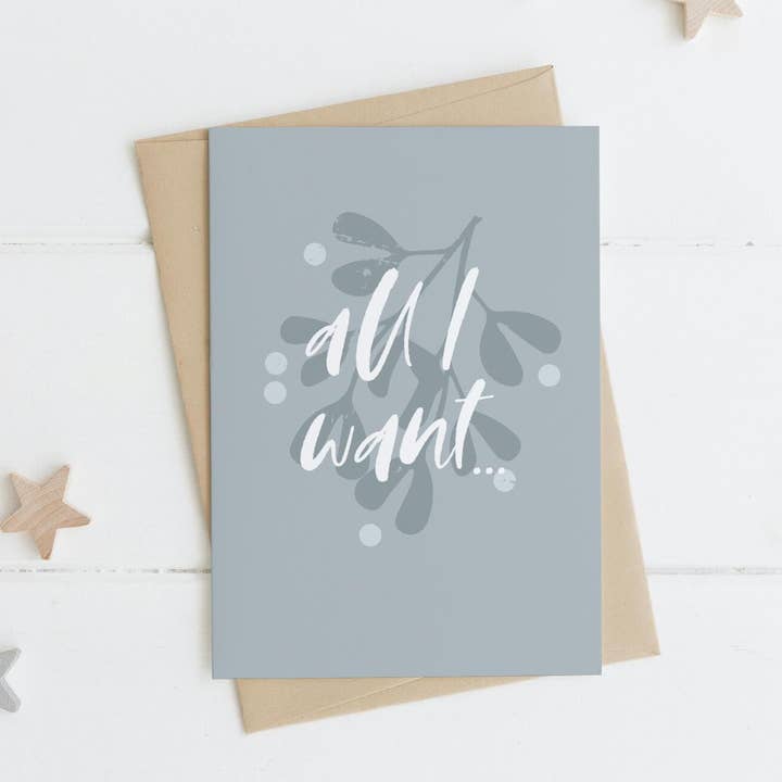 All I Want For... Christmas Card for wholesale by The Moonlit Press