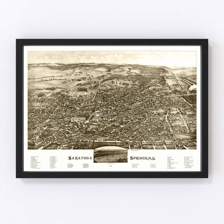 Vintage Map of Saratoga Springs, New York 1888 for wholesale by Ted's Vintage Art