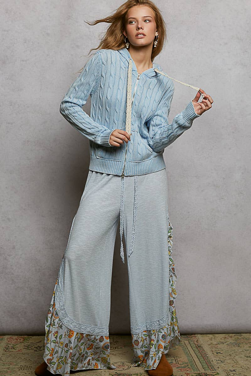 Pol Clothing - Wholesale Hoodie - Women's - Full Sleeve Solid Acrylic Sweater Hoodie Zip Up Knit Top66