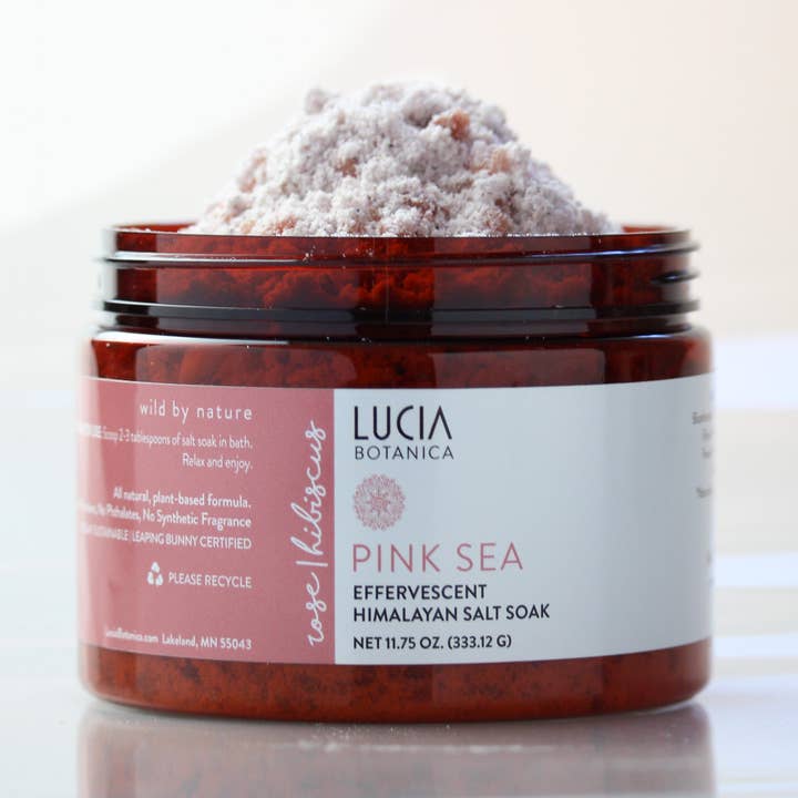 Pink Sea — Bain effervescent au sel de l'Himalaya à la rose et à l'hibiscus pour la vente par Lucia Botanica