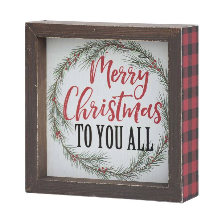 Merry Christmas to You All Framed Wooden Tabletop Sign for wholesale by Paris Loft Inc