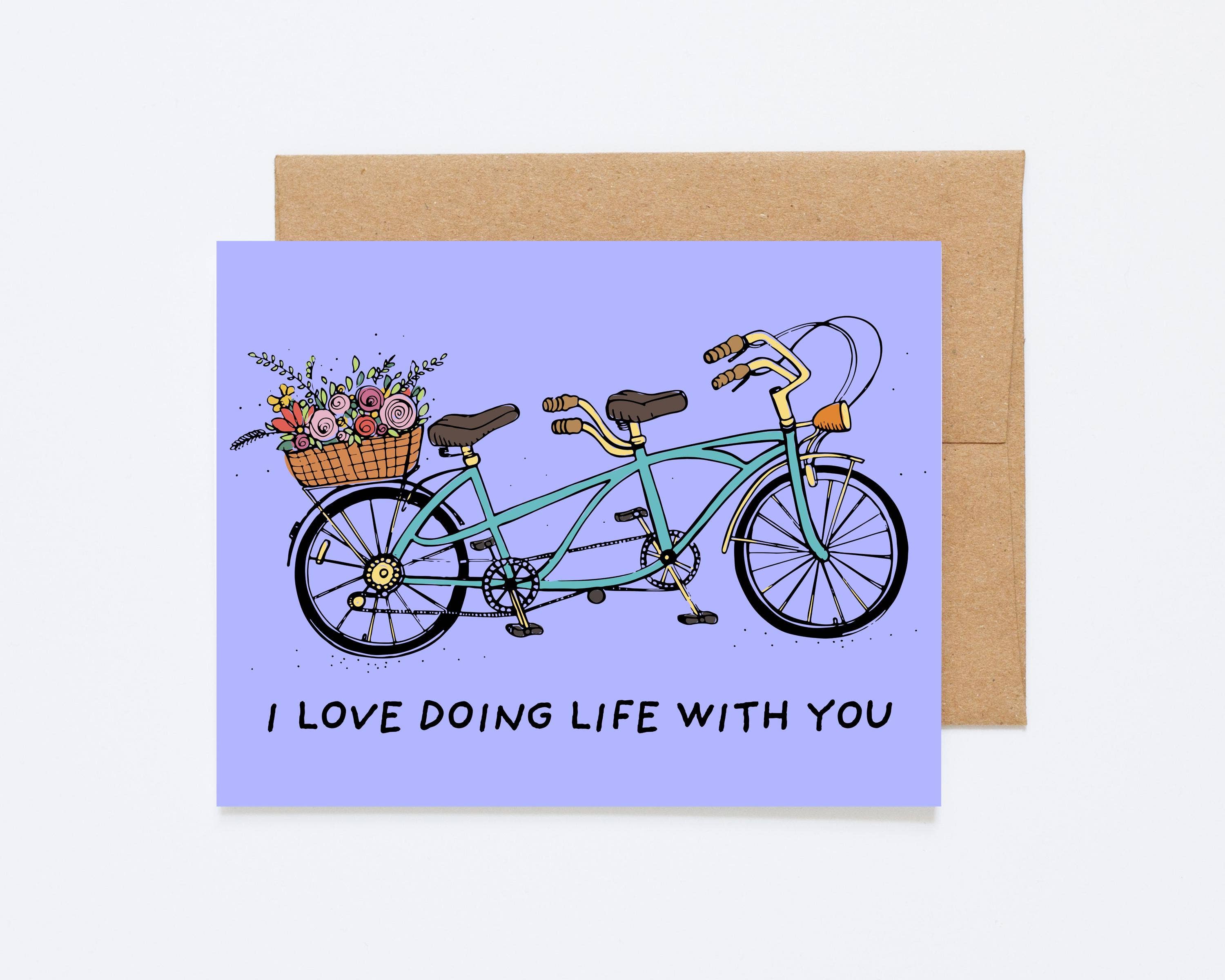 Howdy Partner Paper Goods - Wholesale Love Card - Tandem Love - Romantic Greeting Card - Blank Inside0