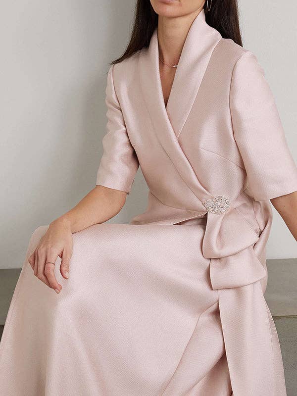 UZ Wholesale Store - Wholesale Gown - Women's - Solid Color Split-Joint Loose V-Neck Maxi Evening Dresses8