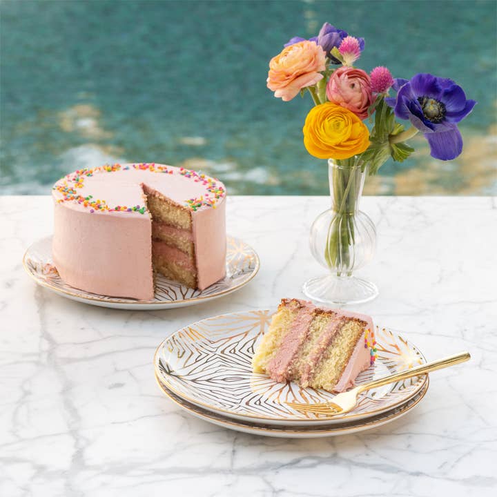 ANNA New York - Wholesale Dinner Plate - Talianna Lily Pad Dessert Plates, White & Gold, Set of 4