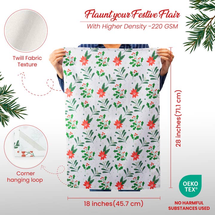 The Fine Living Company - Wholesale Tea Towel - 2-Pack 100% Cotton Christmas Kitchen Towels 18"x28"2