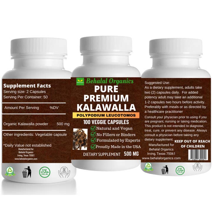 Behalal Organics – wholesale Oralt tillskott/Vitamin – Kalawalla Kapsel Pure Premium Polypodium Leucotomos 500 mg 14