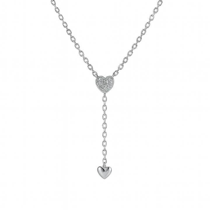 Y-necklace "Arabella" – 925 silver, heart & zirconia for wholesale by Impala