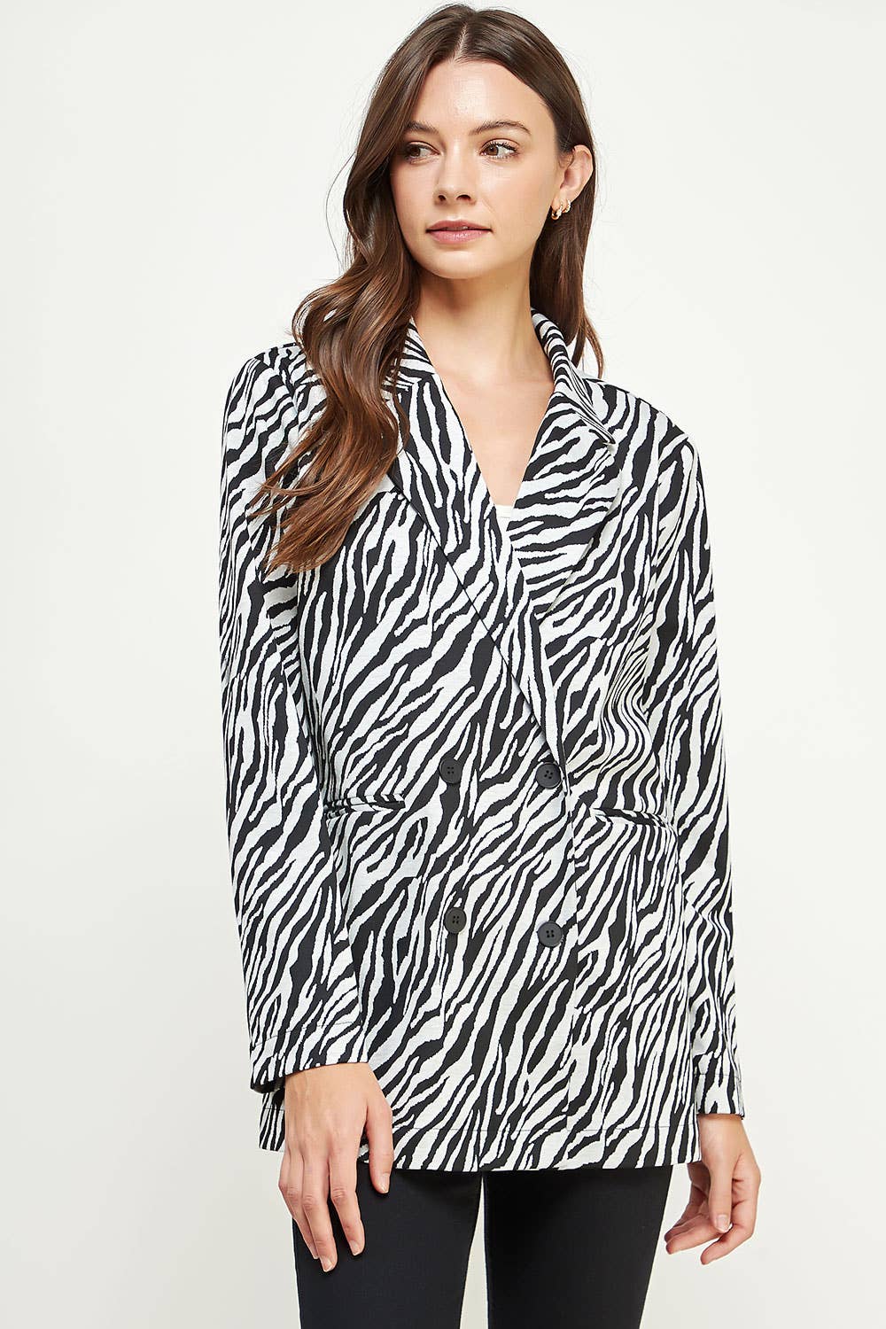 Strut & Bolt – Engroshandel Blazer - Dame – Zebra Mønster Strik Blazer2