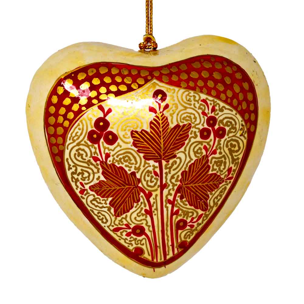 Fair to Trade Ltd - Wholesale Ornamentset - Papier-maché Hangend Hart Decoratie - Diverse Chinar Blad1