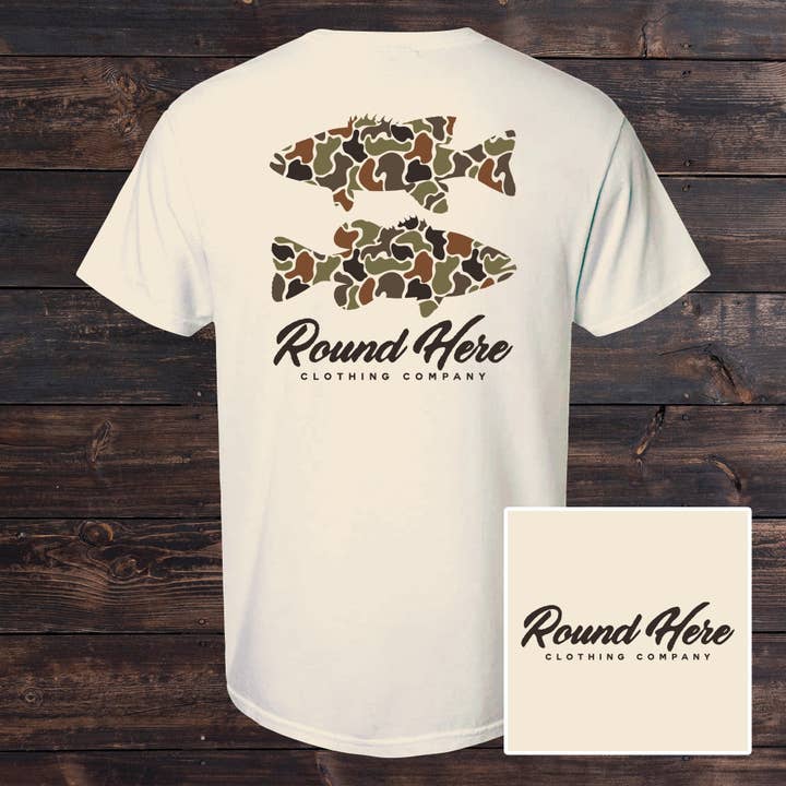 'Round Here Clothing Duck Camo Bass Ivory for wholesale by The Old North State