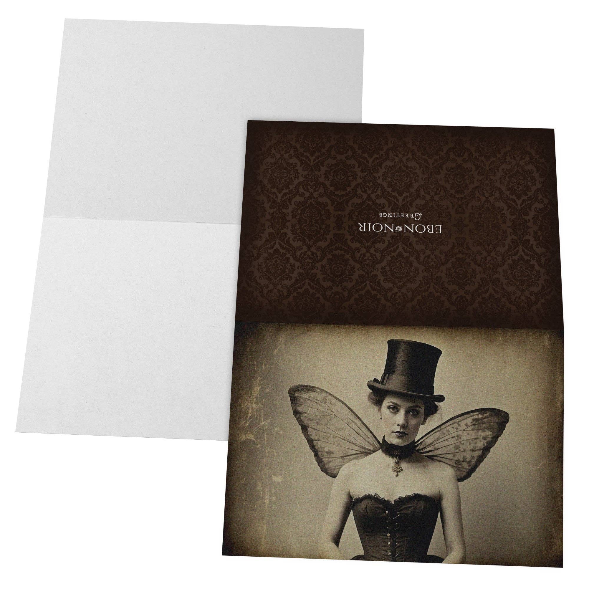Ebon et Noir LLC - Venta al por mayor Tarjetas de felicitación - Mujer victoriana con alas de duendecillo, juego de tarjetas de felicitación de Halloween, con sobres blancos, 5 x 7 pulgadas7