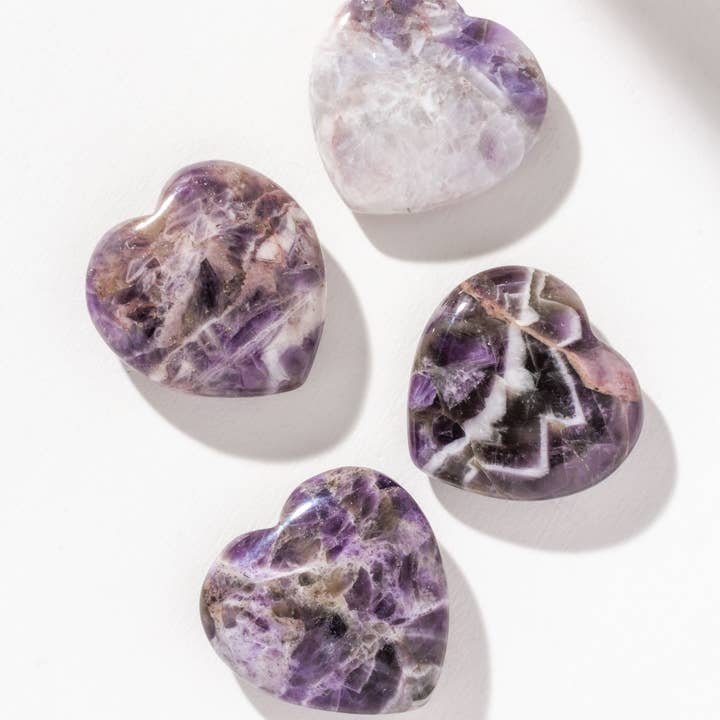 Luna Norte - Wholesale Spiritual Stone/Crystal - Love's Journey Chevron Amethyst Heart Gemstone