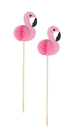 Party Partners - Wholesale Cake/Cupcake Topper - Party Picks Flamingos (Honeycomb)1