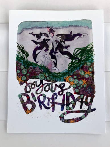 CARTE D'ANNIVERSAIRE JOYEUSE pour la vente par Jill Bliss Artwork