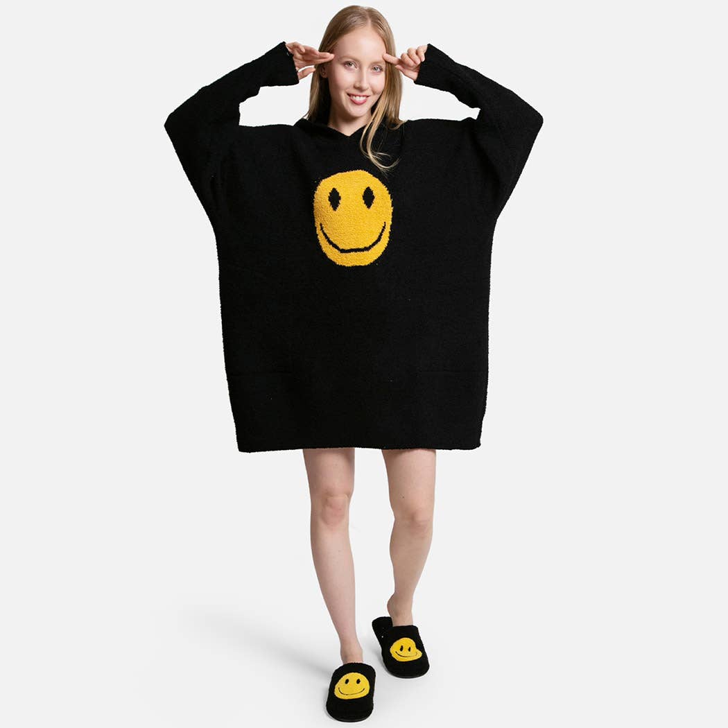 Fashion City - Wholesale Hoodie - Women's - Hooded Happy Face Snuggie with Pocket1