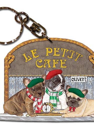 Portachiavi Bulldog francese in legno per la vendita all'ingrosso da parte di Pipsqueak Productions