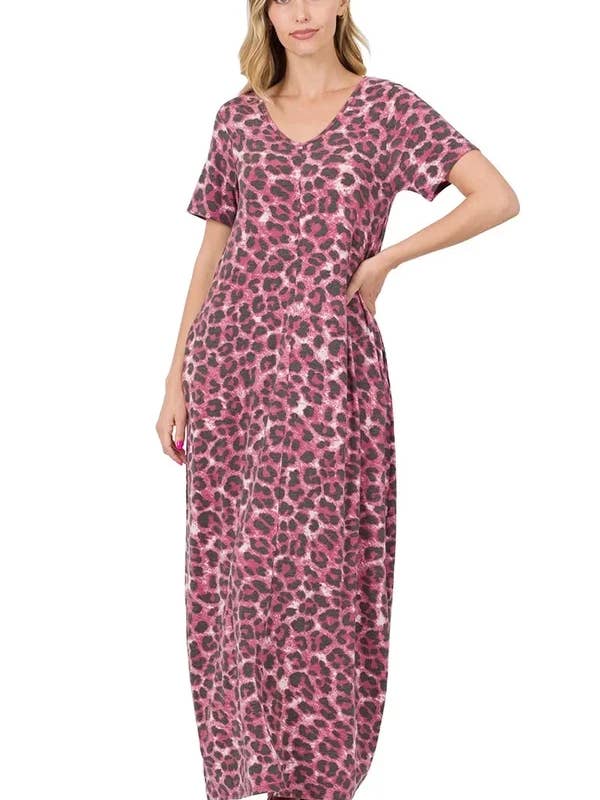 Cranberry cheetah maxi dress for wholesale by Missy grace boutique