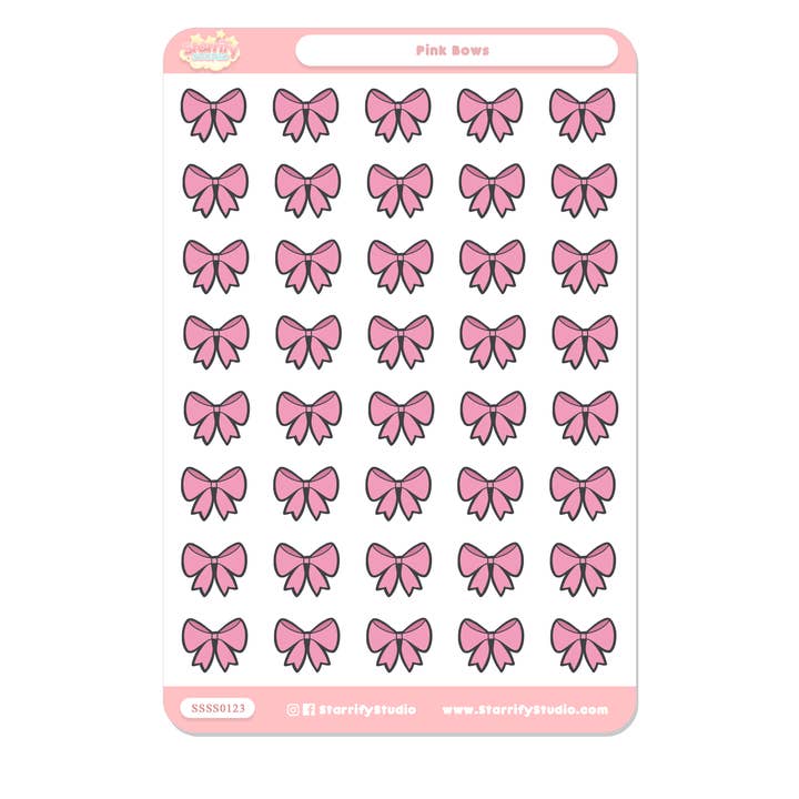 Pastel Dreamer, LLC. - Wholesale Sticker - Pink Bows Sticker Sheet0
