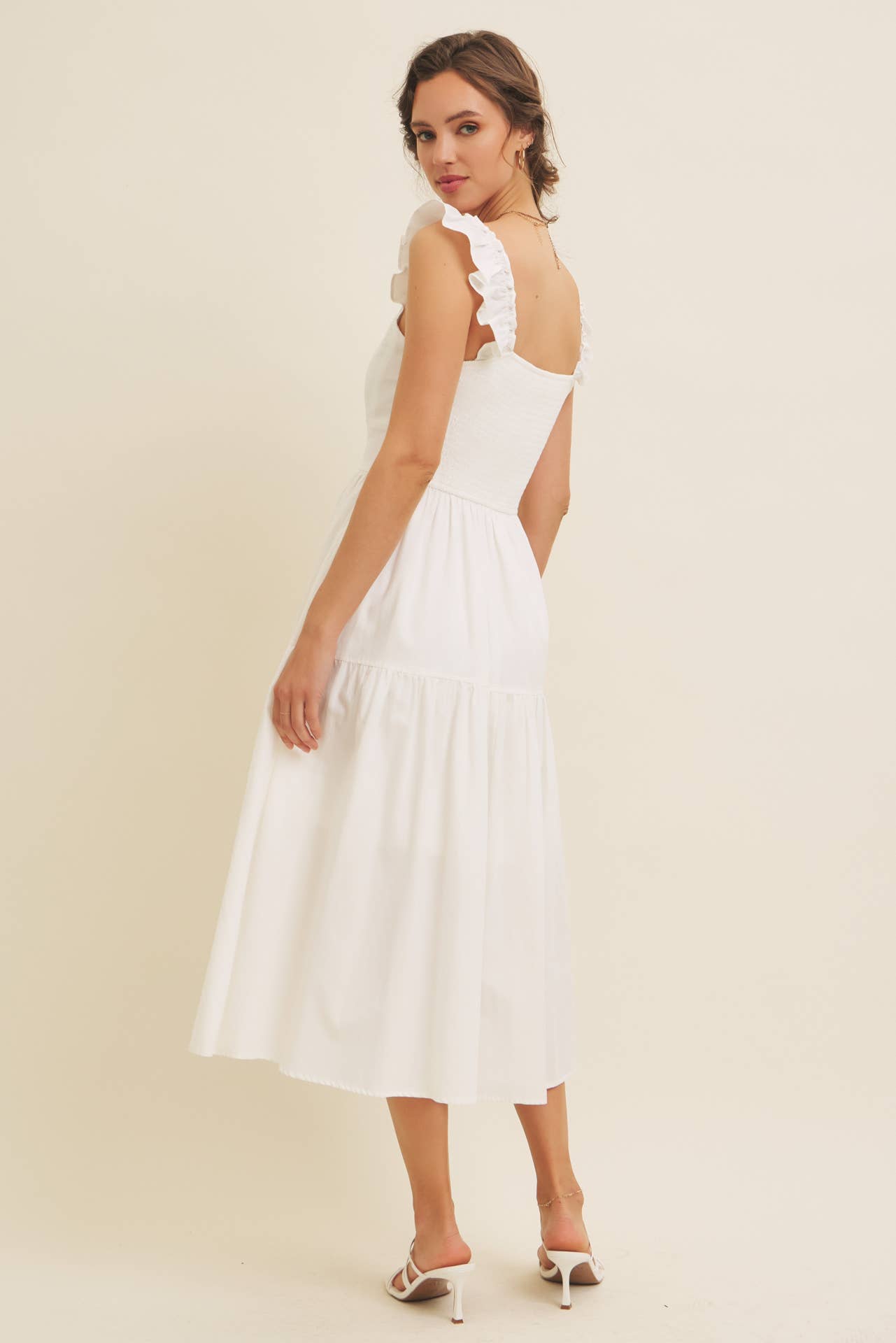 in february – wholesale Klänning - Dam – Klänning midi med volangärmar och sömdetaljer17