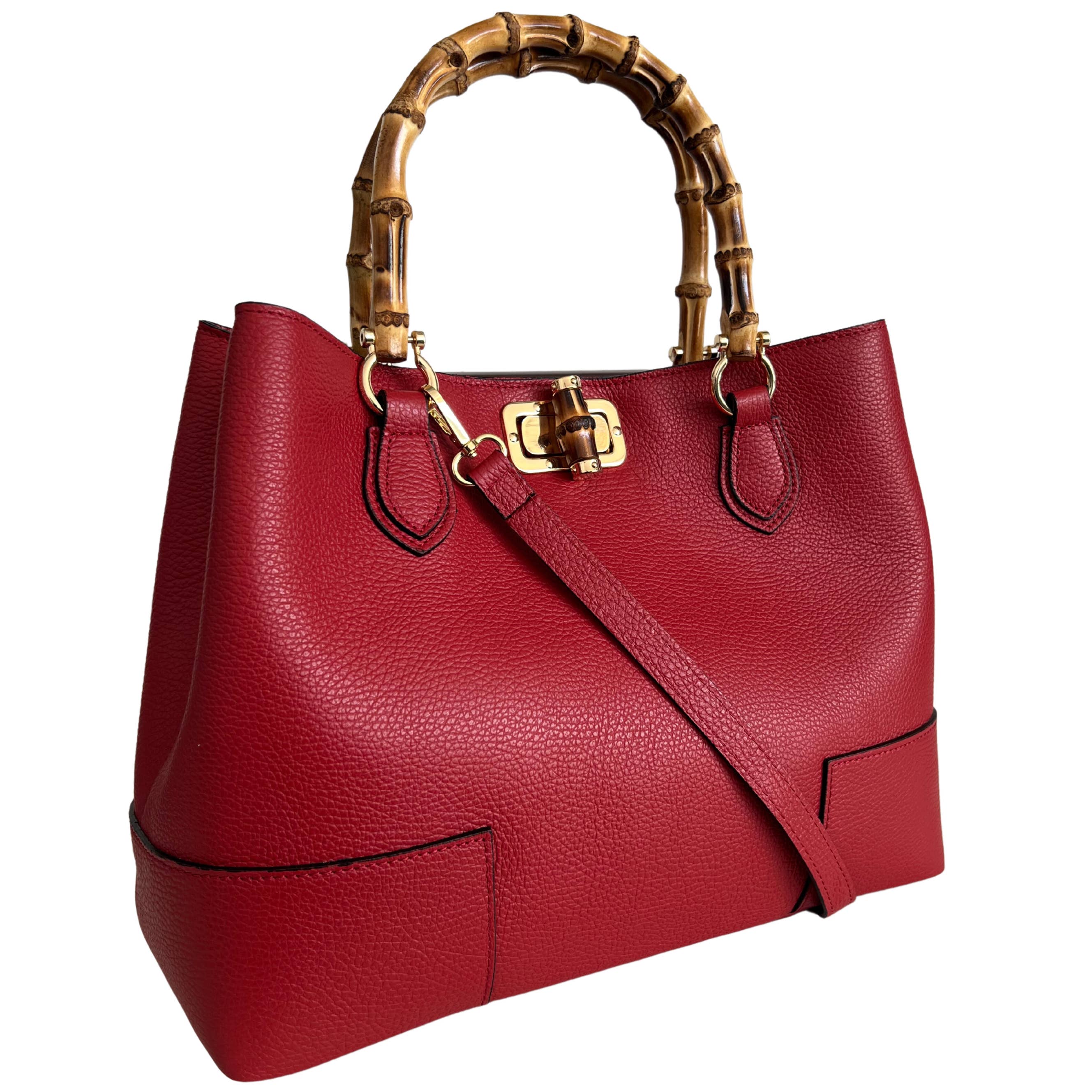 MODARNO – Mala com alça superior – Mulher por atacado – Bolsa feminina MODARNO em couro legítimo com alças de bambu15