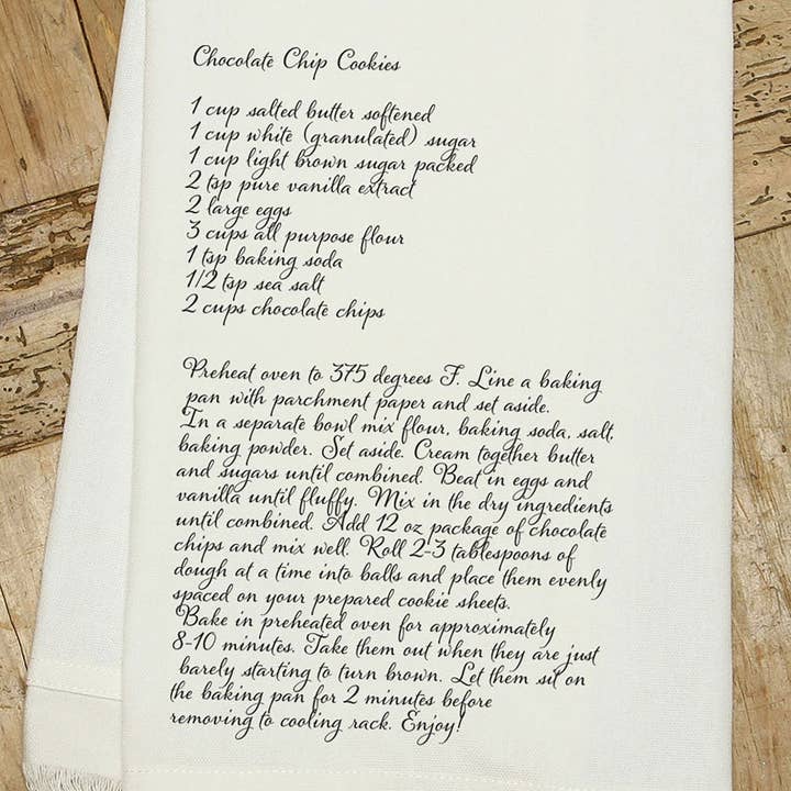 Second Nature by Hand - Wholesale Tea Towel - Chocolate Chip Cookie Recipe / (MS Natural) Kitchen Tea Towel