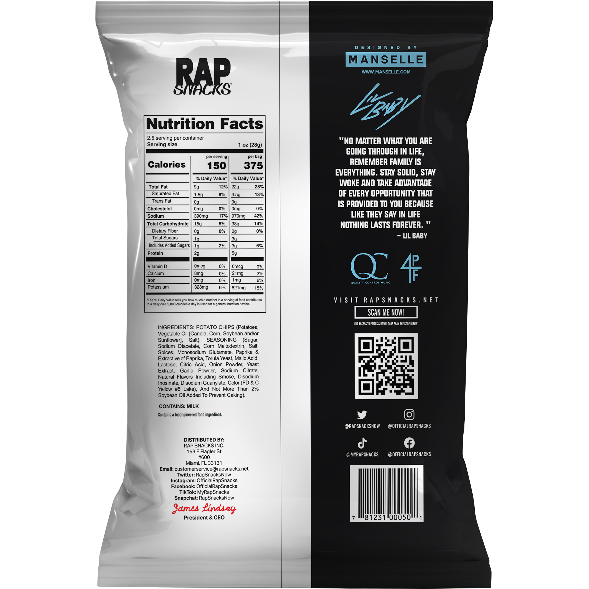 Rap Snacks - Wholesale Crisps - Rap Snacks Lil Baby All in HOT Potato Chips (2.5oz)2