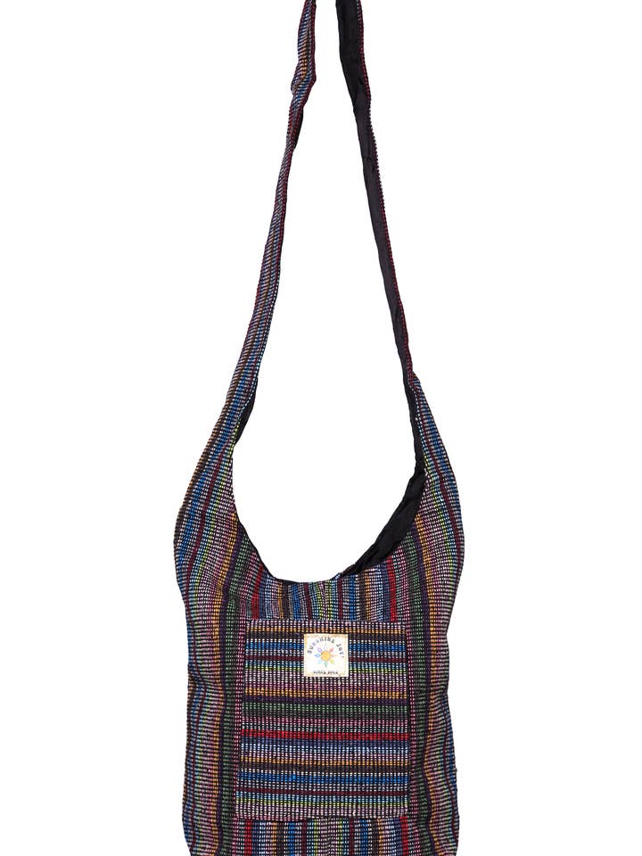 Stripe Weave Lynlås Hobo Skuldertaske Mørk Stripe for engroshandel hos Sunshine Joy