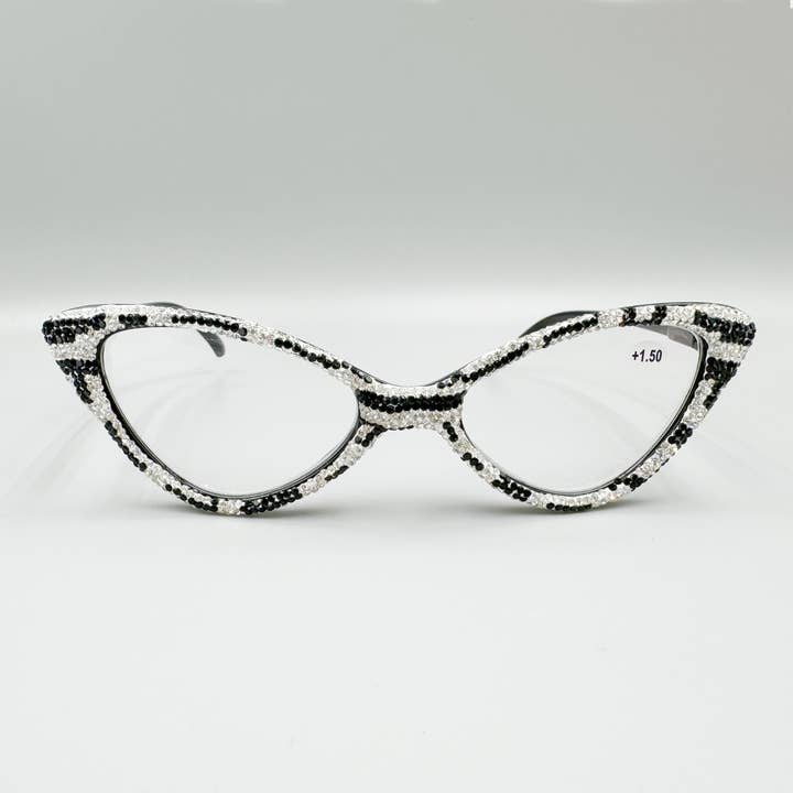 Ole - Wholesale Eyeglasses - Women's - Handmade Zebra Printed Rhinestone Readers Eyeglasses