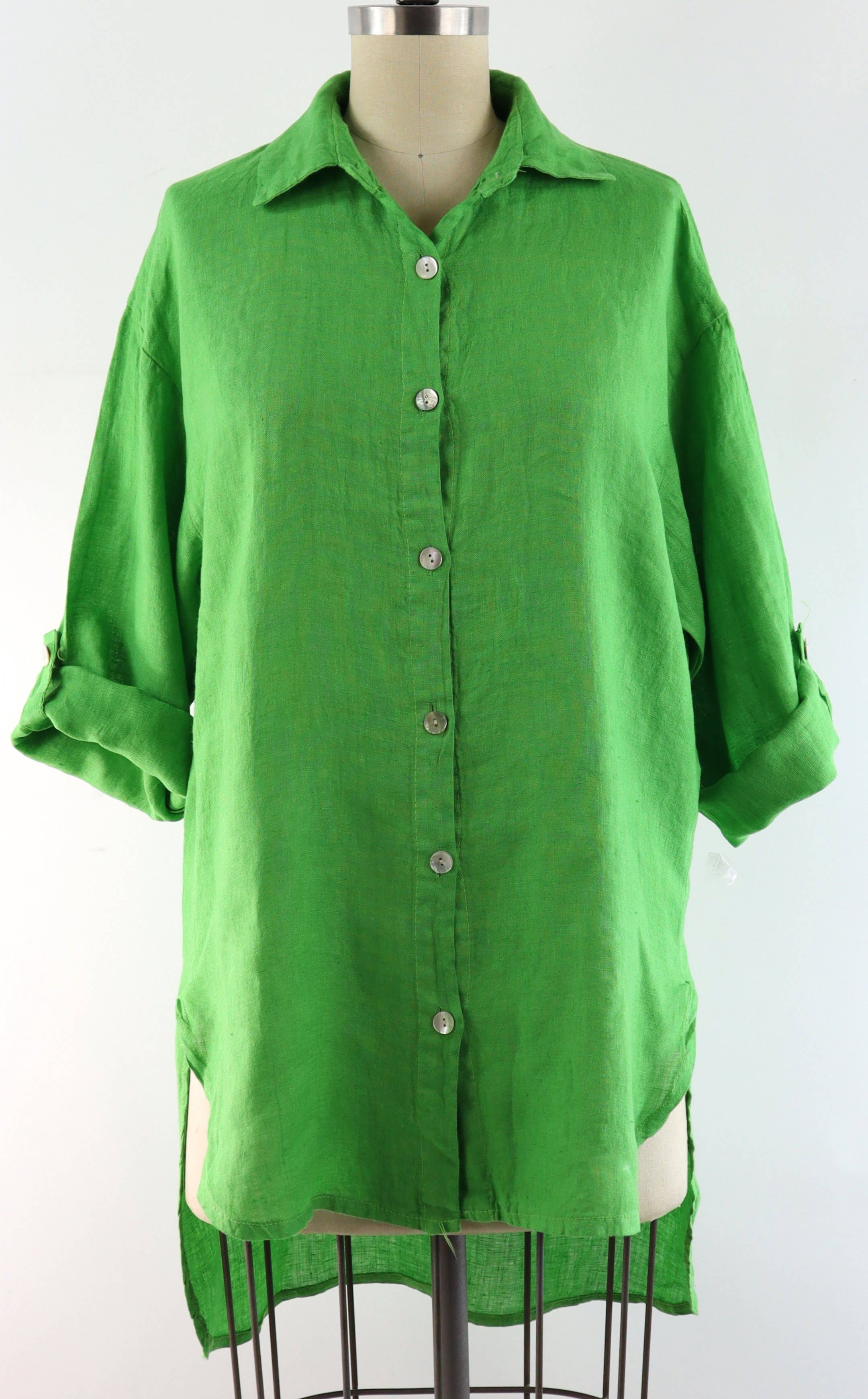 LINEN AND GAUZE - Vente Tunique – femme - 3348 - Blouse ample en lin Hi Low 9 couleurs5