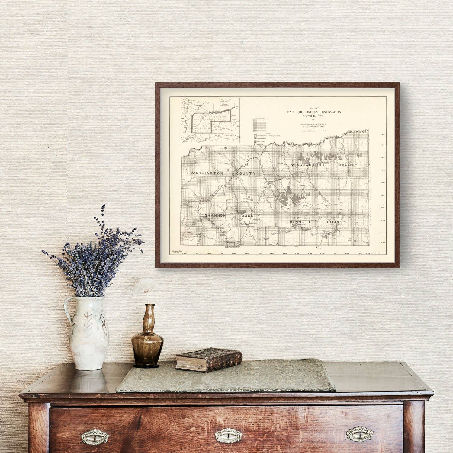 Ted's Vintage Art - Wholesale Map - Vintage Pine Ridge Indian Reservation Map 19141