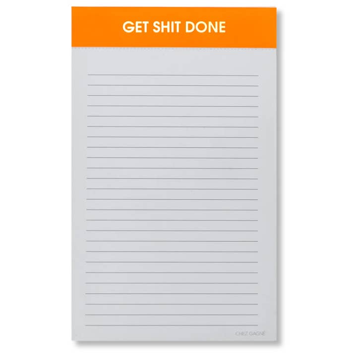 Chez Gagné - Wholesale Notepad - Get Shit Done Notepad - Lined Notepad - Perforated Sheets - Orange