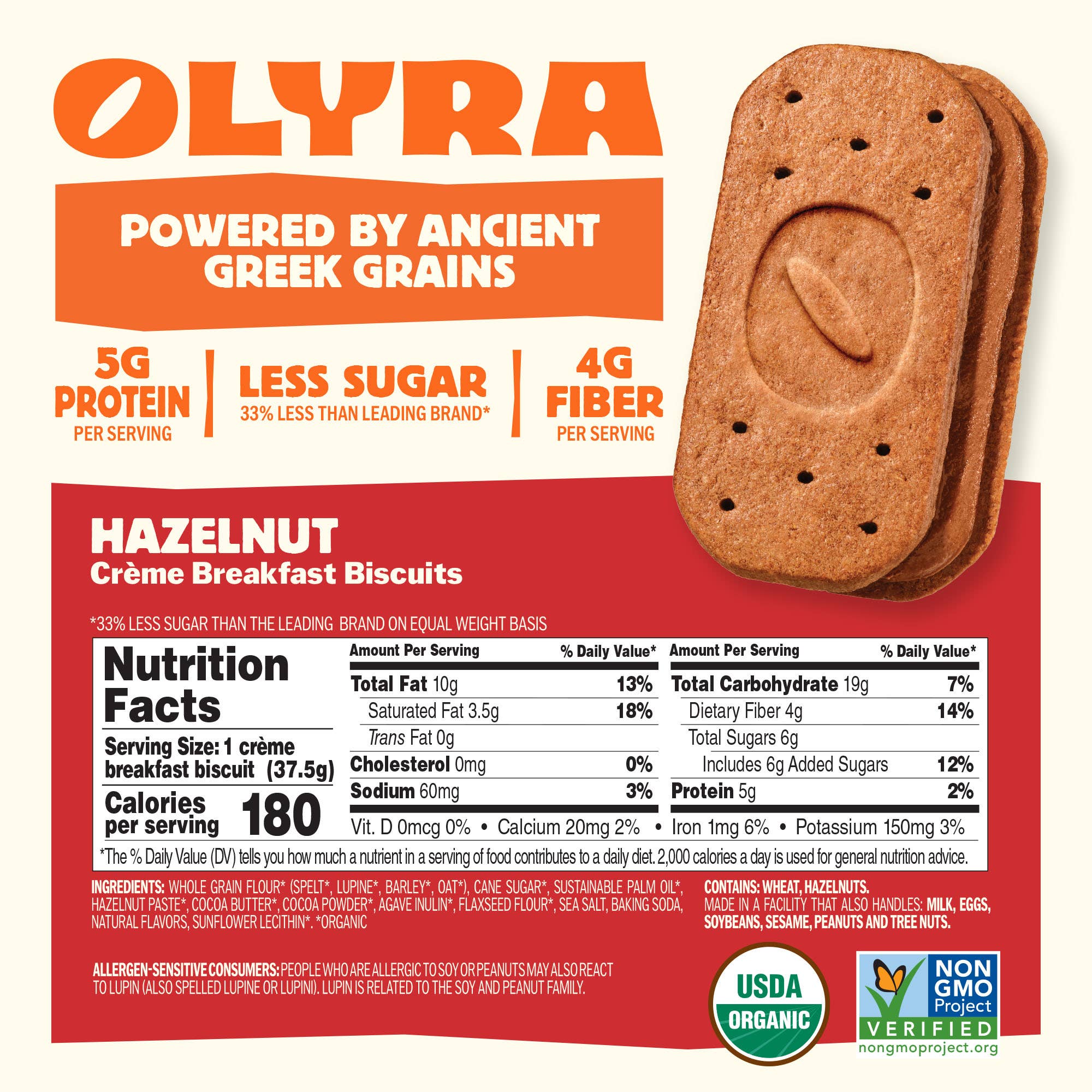 OLYRA – Großhandel Snack-Riegel – Olyra Haselnuss Bio-Crème Frühstückskekse1