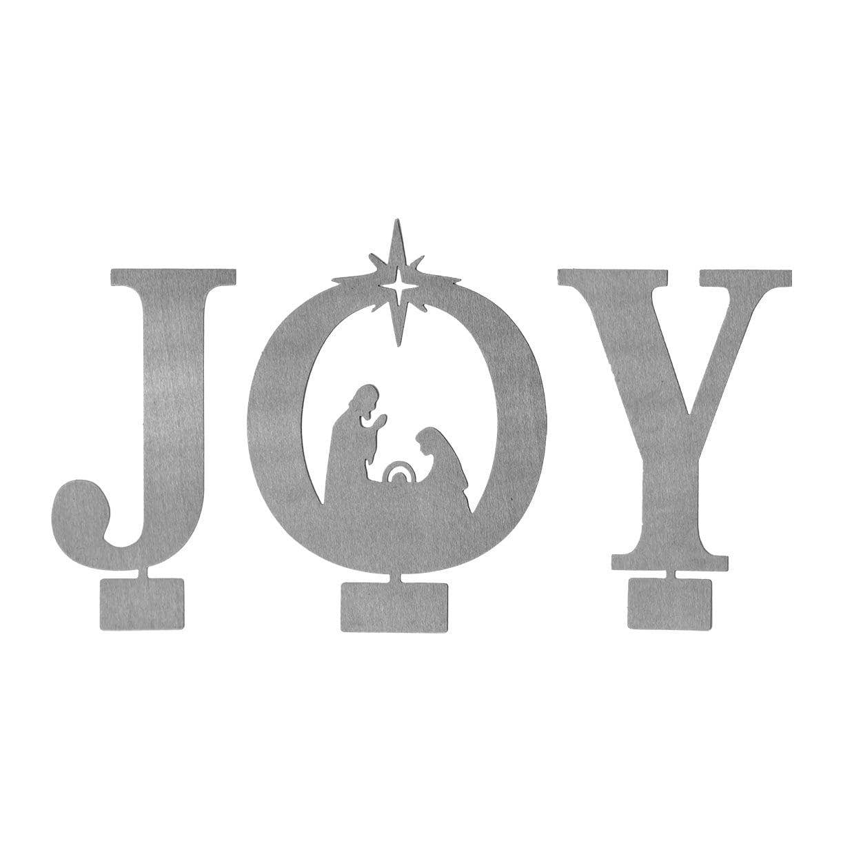 Rusted Orange Craftworks Co. - Wholesale Christmas Decoration - Joy Nativity - 3 Sizes - Metal Stand Up Joy Sign with Christmas Manger Scene3