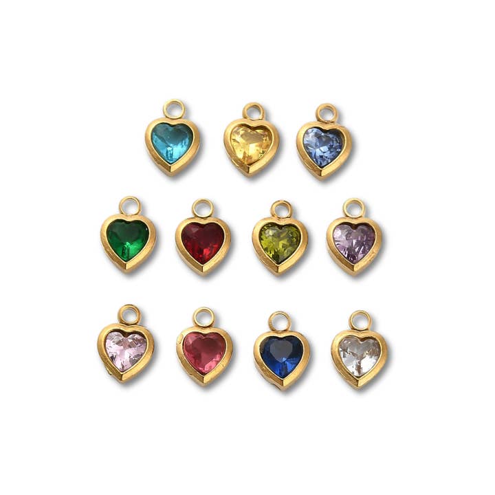 Love, Paige Designs - Wholesale Individual Charm/Pendant - Birthstone Heart Gold Charm - Assorted