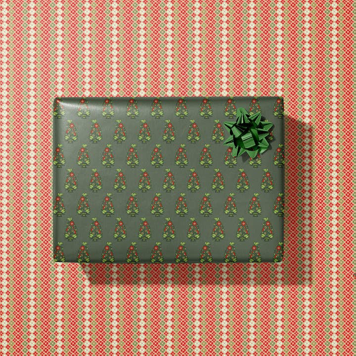 Boteh Trees Cadeaupapier – Dubbelzijdig voor wholesale door re:mused studio