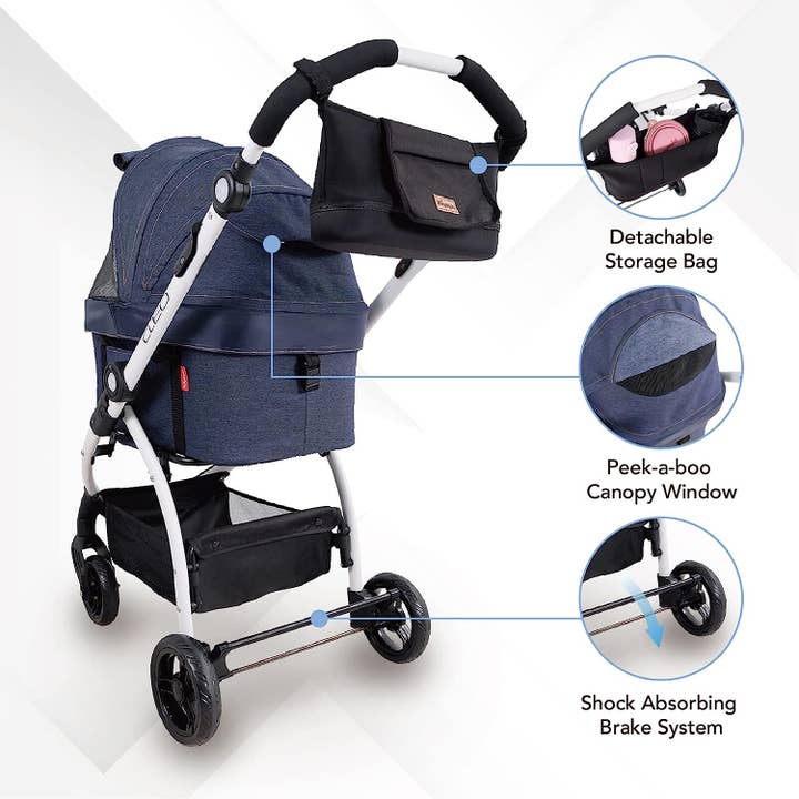 Ibiyaya - Wholesale Pet Carrier - Cat/Dog - CLEO Travel System Pet Stroller Medium Luxury Pram6