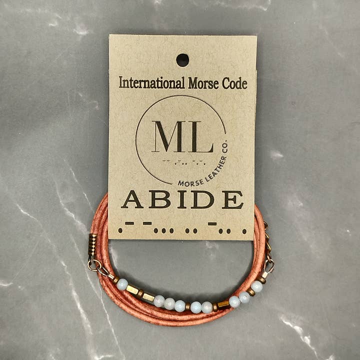ABIDE - Código Morse - Pulsera de Cuero Envolvente para venta al por mayor de MorseLeather Co.
