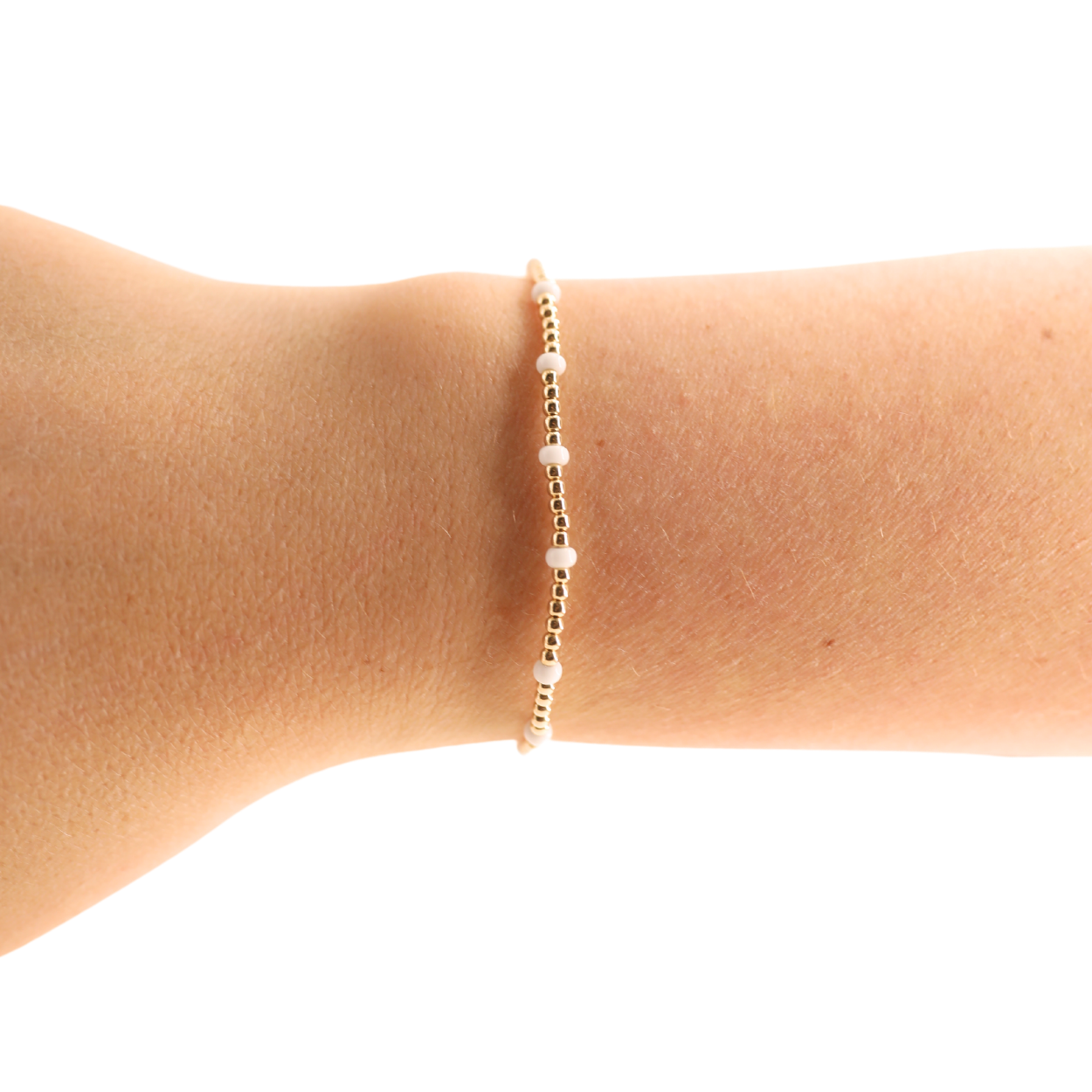 Beaded Blondes - Wholesale Beaded Bracelet - White Dainty Poppi Bracelet1