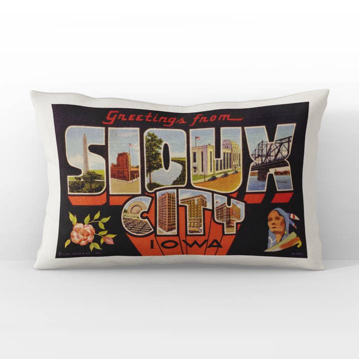 Sioux City Iowa Vintage Postcard 12x16" Throw Pillow for wholesale by Daisy Mae Designs
