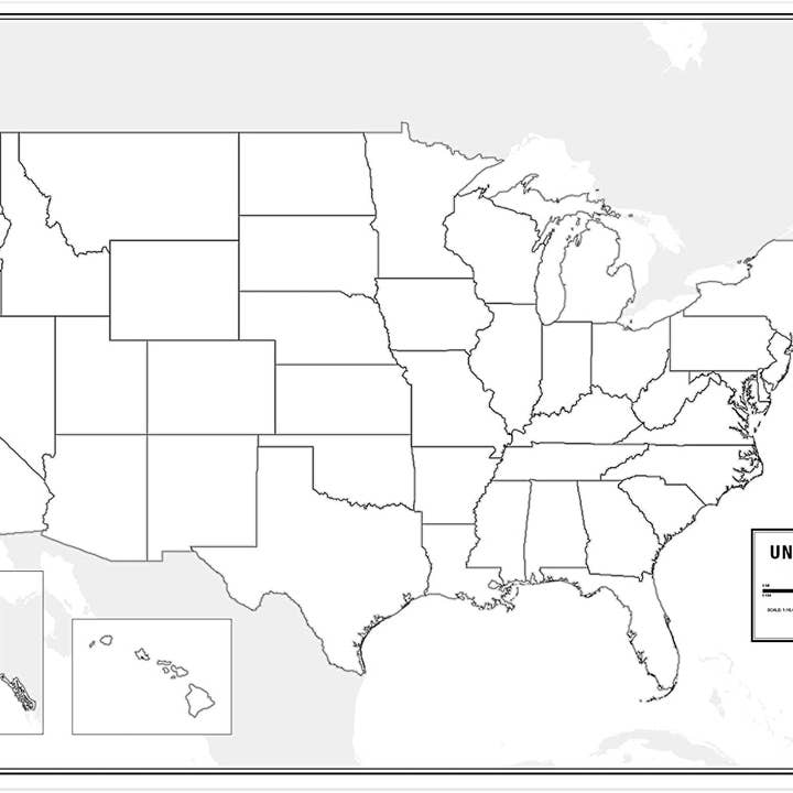 United States Blank Wall Map - Laminated for wholesale by Map Shop