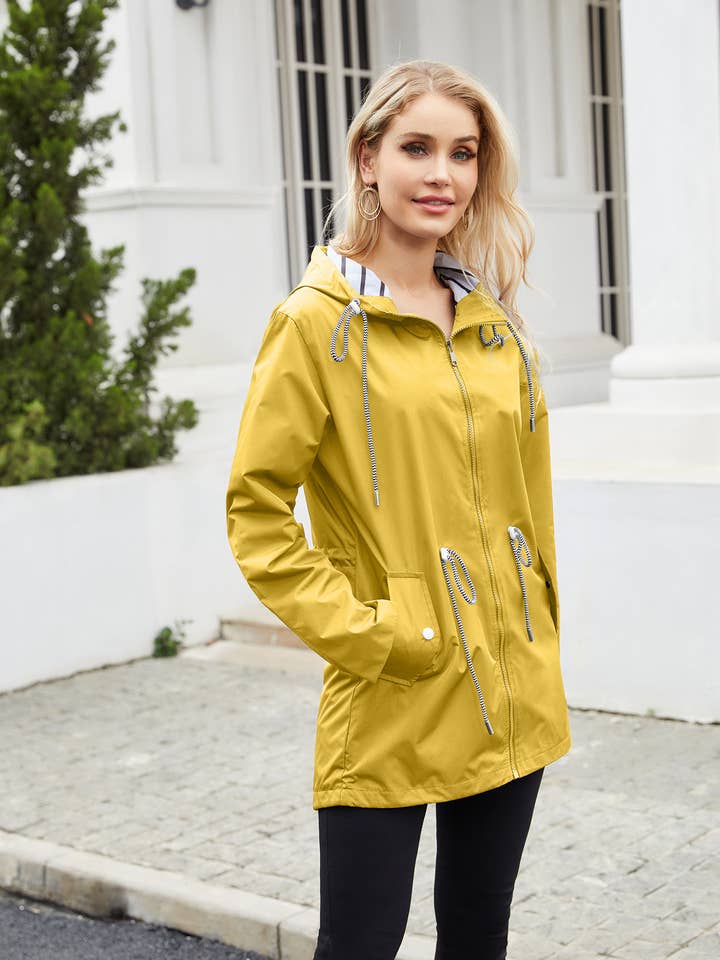 Lily Clothing - Wholesale Trench Coat - Women's - Waterproof hooded striped trench coat10