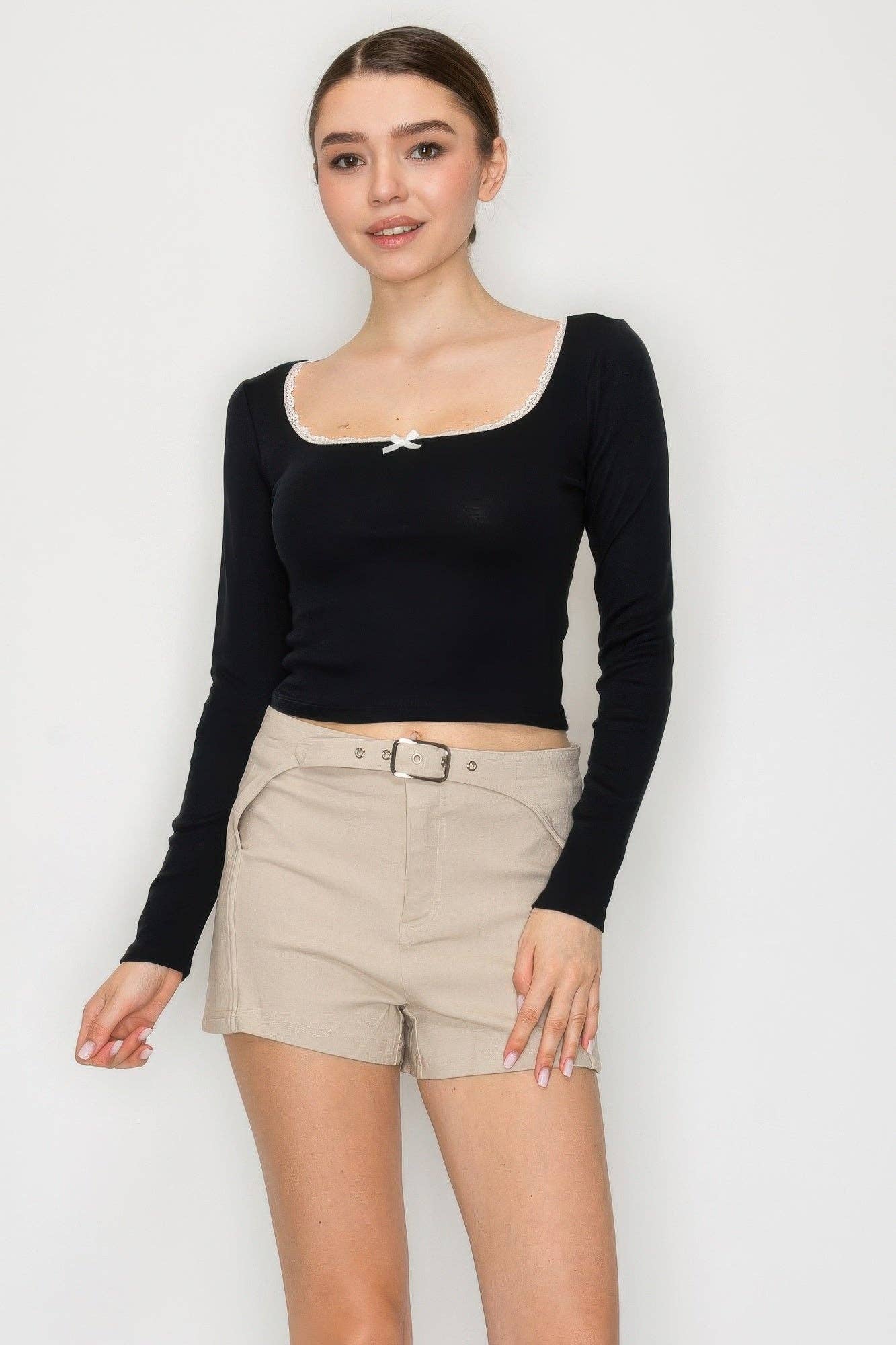 CC Wholesale Clothing - Wholesale Knit Top - Women's - Lace Trim Square Long Sleeve Top6