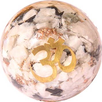 Orgonite Sphere Rainbow Moonstone Inside With Om for wholesale by Green Tree