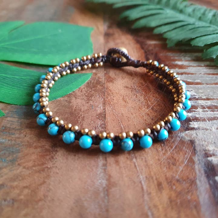 Jasper Rocks - Venta al por mayor Pulsera de cuentas - Pulsera boho macramé con cristales turquesa de Tailandia5