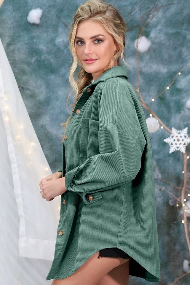 Rosa Clothing - Wholesale Shirt Jacket/Shacket - Women's - Oversized boxy corduroy shirt jacket Shacket5