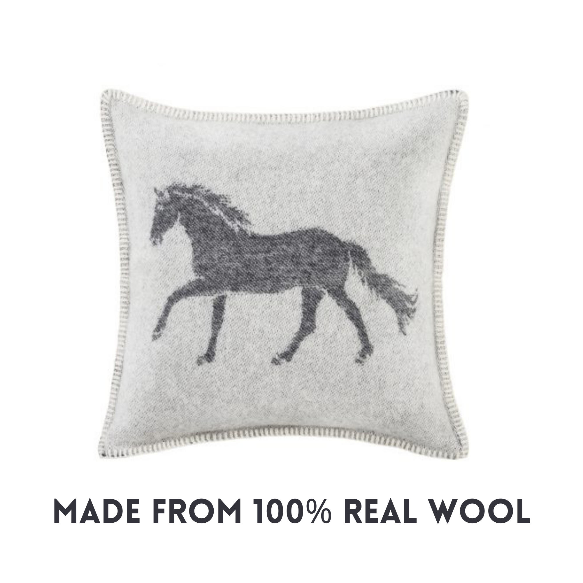JJ Textile - Wholesale Throw Pillow Cover - Horse Soft Grey Pure Wool Cushion Covers3