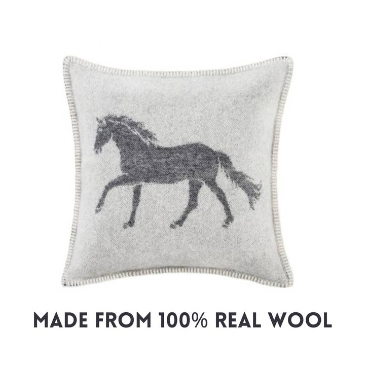 JJ Textile - Wholesale Throw Pillow Cover - Horse Soft Grey Pure Wool Cushion Covers3