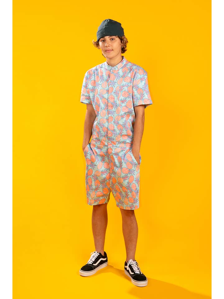 Tipsy Elves - Wholesale Onesie - Men's - Pina Colada Romphim - Men's One Piece Button Down Romper