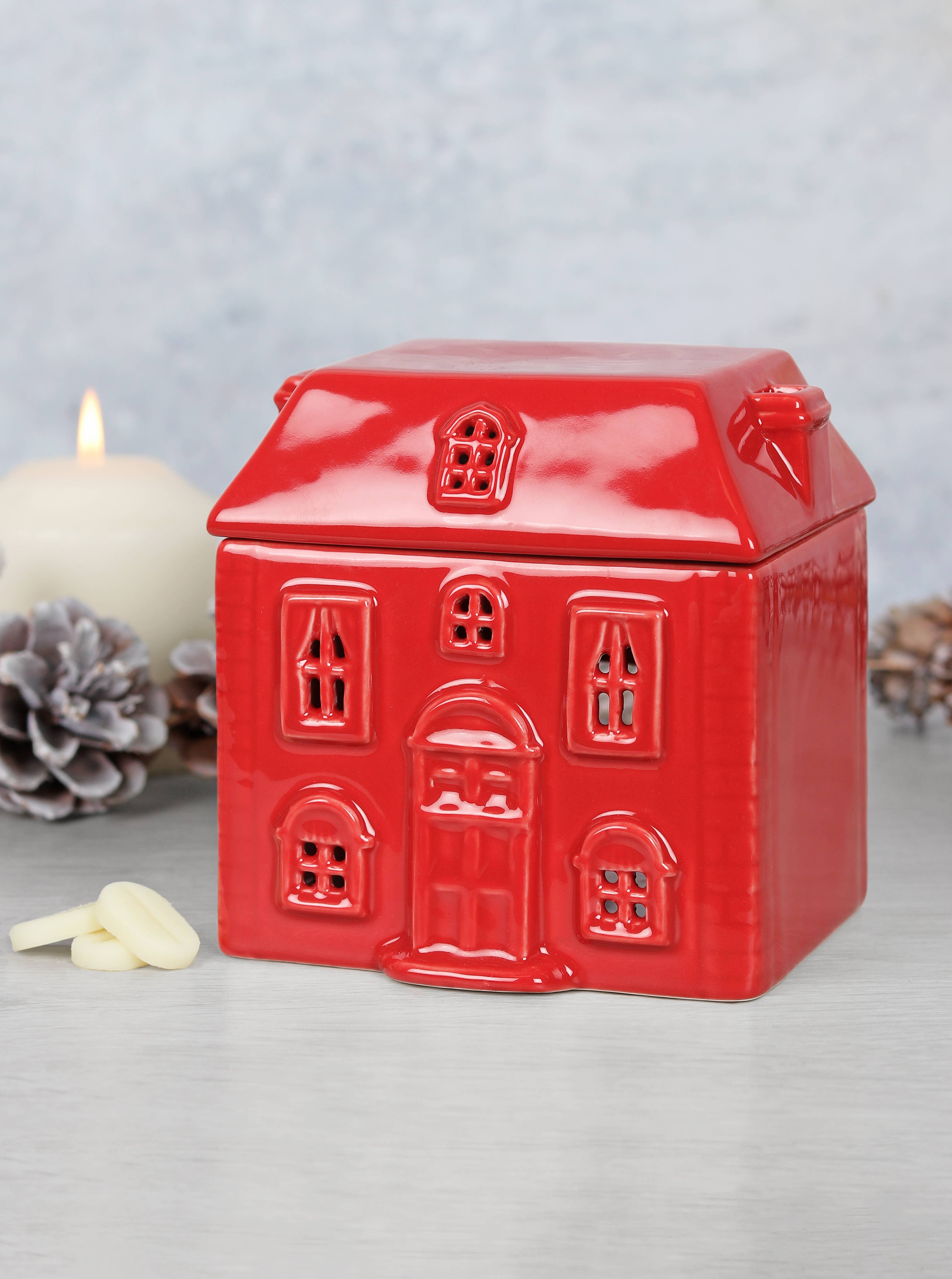 Something Different Wholesale - Wholesale Oil Warmer - Red Christmas House Oil Burner