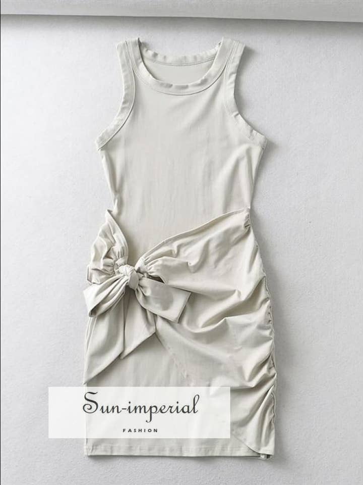 Sun Imperial - Wholesale Dress – Women's - Women Mint Bodycon Tie Waist Racer Tank High Neck Mini1